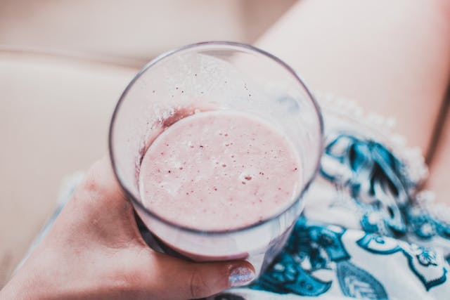 a glass of yogurt